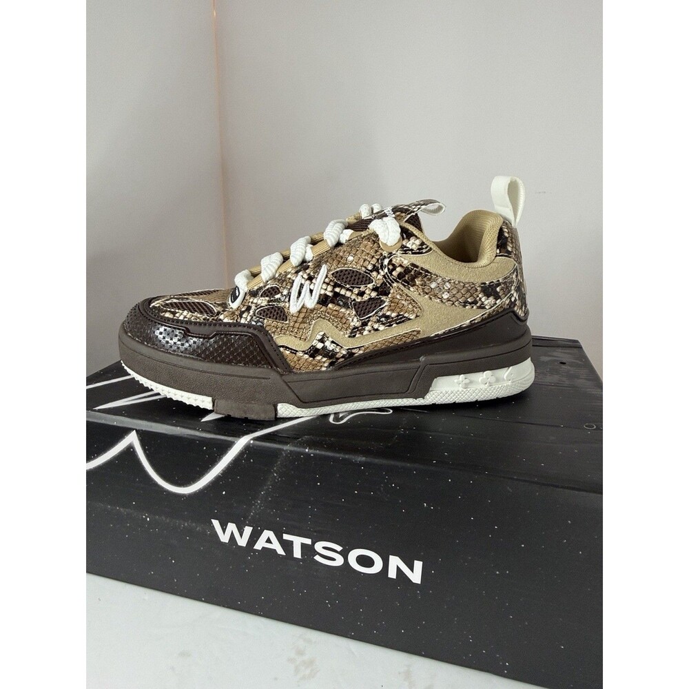 Watson K Flip Sneakers Desert Snake Men's Casual Brown Snake Print Mesh Lace Up
